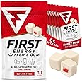 First Energy Caffeine Gum Sugar-Free, Fast-Acting Focus & Energy Gum Booster, Ideal for Sports, Work, Study, Drive & On-The-Go Alertness, Sweet Mint Flavor Chewing Gum, 6 Pack of 10 Pieces
