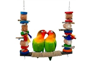 XLpeixin Parakeet Swing Bird Cage Toys,Natural Bird Hanging Chew Toys,Bird Perch Swing for Conures Budgerigar Finches Parrots Lovebirds Small and Medium Bird