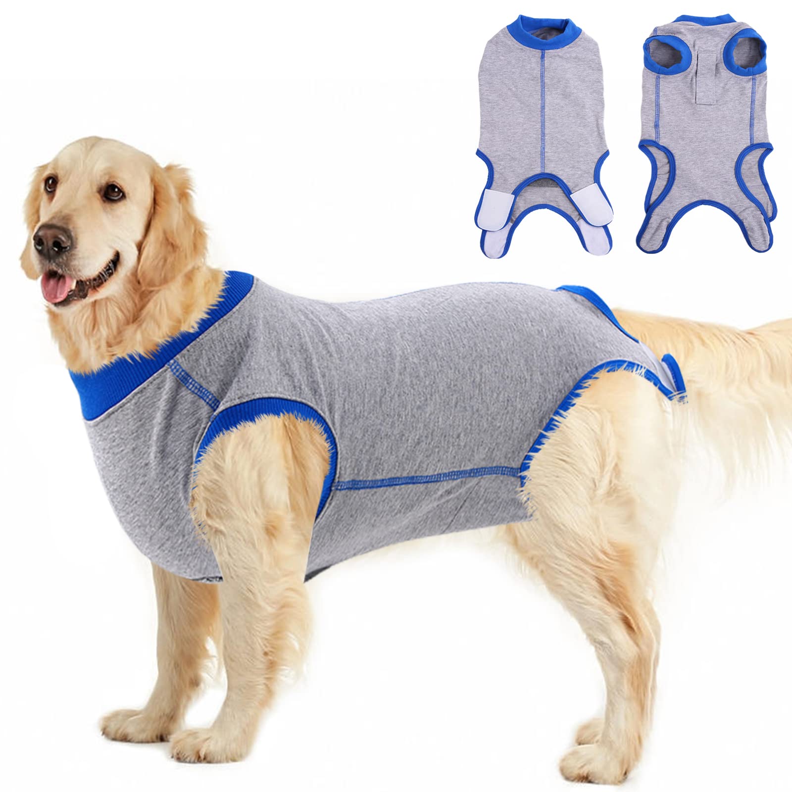 PUMYPOREITY Body Suit for Male & Female Dogs - Post-Surgery Recovery Suit for Abdominal Wounds - Anti-Licking (Grey, XL)