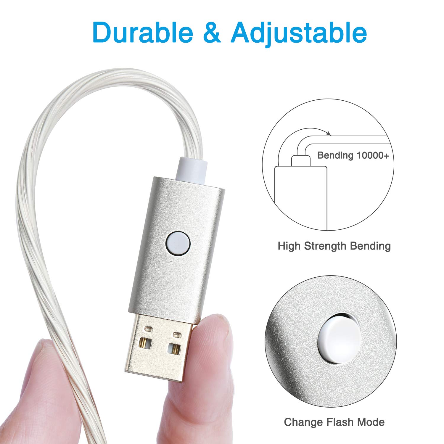 3 in 1 USB Cable,Momen Led Multi Charging Cable 6ft with 5 Light Modes Micro USB/Type C/Phone Charger Cable Compatible for Phone 6s/7/8/Xr,Galaxy S8/S9,LG Stylo 4/G5/G6/G7and More(Blue)