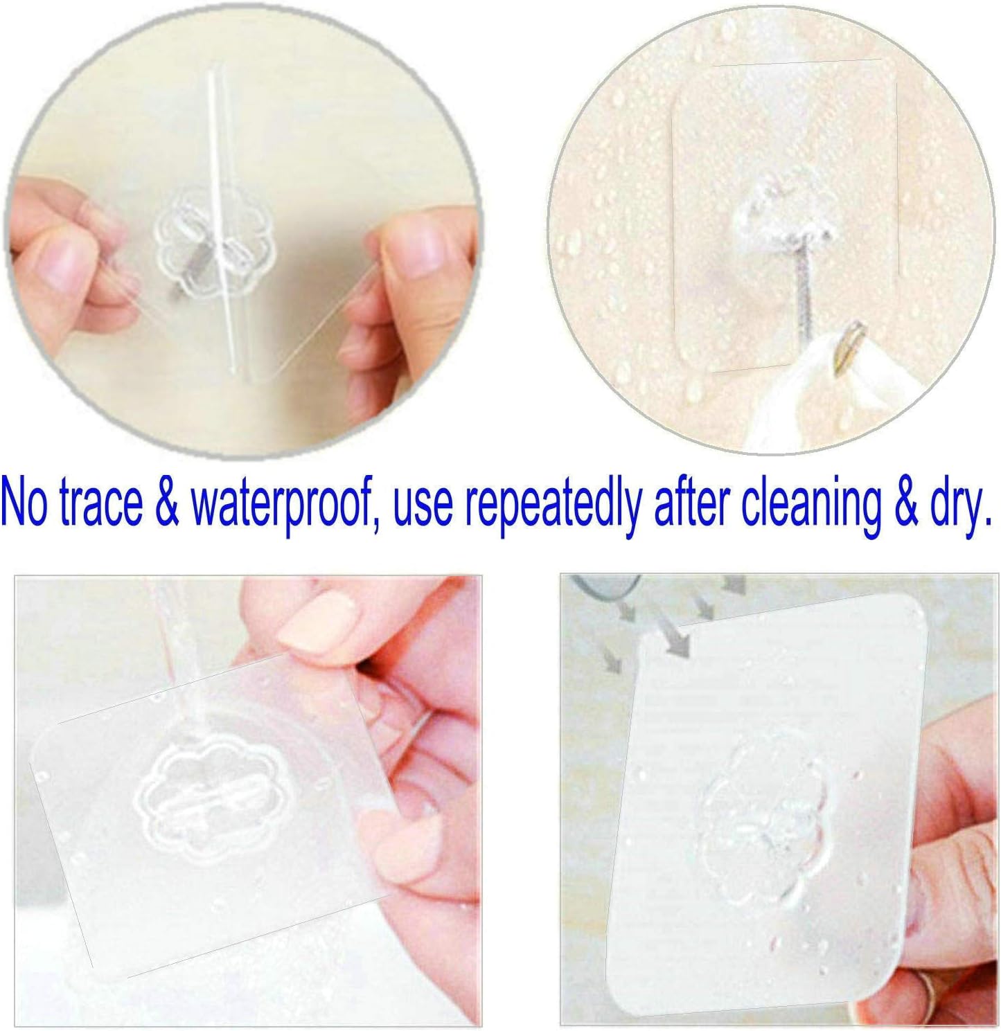 Wall Hooks 24 Pack 22lb(Max) Transparent Seamless Hooks, Waterproof and Oilproof, Heavy Duty Self Adhesive Hooks for Kitchens, Bathroom, Office: Kitchen & Dining