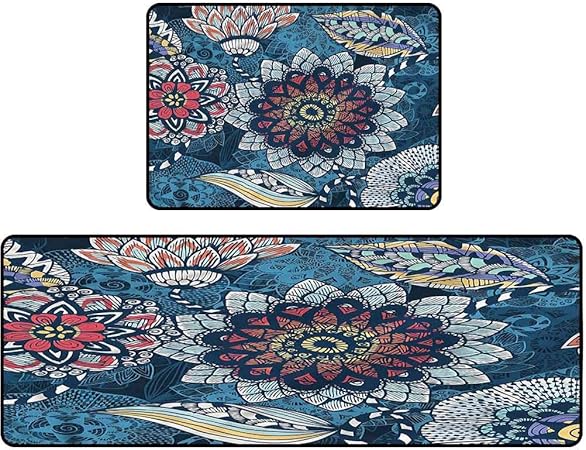 Alfombra de cocina, diseño moderno complejo, 50,8 x 160 cm + 50,8 x 78