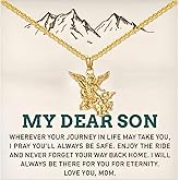 72ore To My Son Necklace From Dad Mom Gold Necklace Stainless Steel Chain for Men Punk Jewelry Meaningful Birthday Gifts for Son Adult