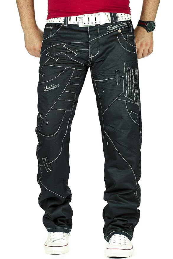 Kosmo Lupo Herren Jeans Freizeit Hose Clubwear Designer Dope Cargo Style Schwarz