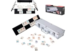 CLEARNEXT 106 Tiles Rummy Game - Travel Games Rummy Board Game Rummy Set with Aluminum Case & 4 Anti-Skid Durable Trays