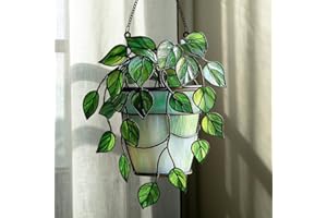 GIKZO Cascading Ivy Leaf Acrylic Suncatcher Stained Glass Effect Window Car Hanging Christmas Ornament Indoor Outdoor Decor Garden Sun Catcher Panel for Monstera Lover for Women Mom Grandma