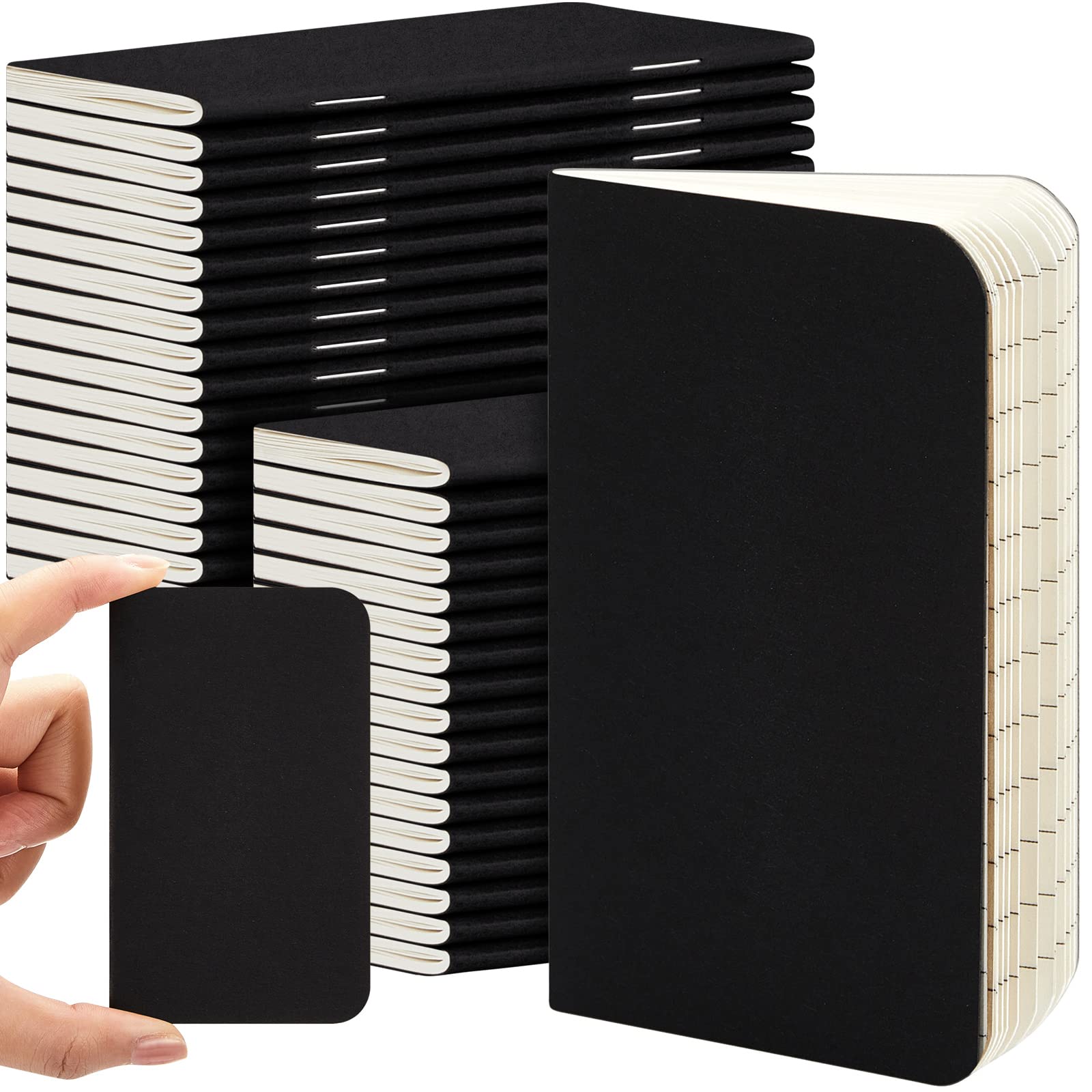 Photo 1 of Outus 36 Pcs Pocket Notebook Mini Journal 2.5" x 4" Kraft Paper Mini Notepad Bulk Softcover Pocket Notepad Memo Diary Subject Notebooks for Student Traveler School(Black, Blank Cover)