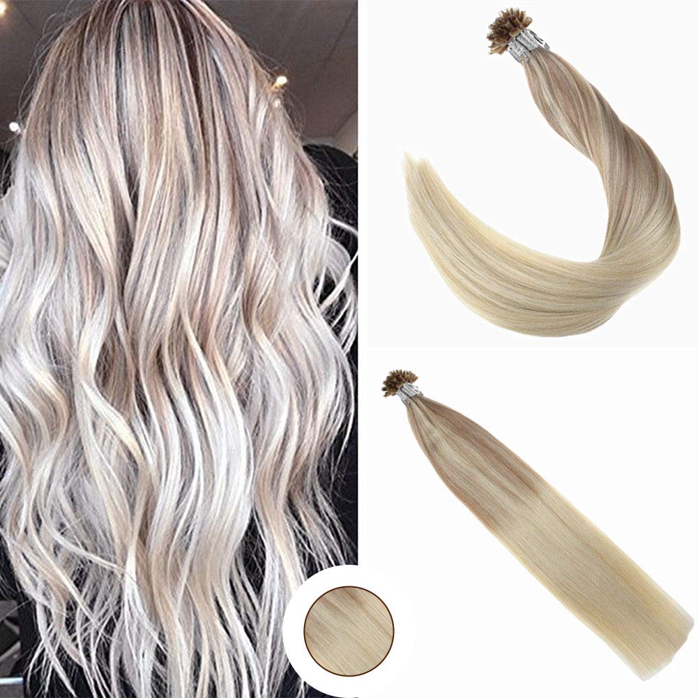 Ugeat 24 Inch U Tip Fusion Human Hair Extensions Ombre Blonde Hair