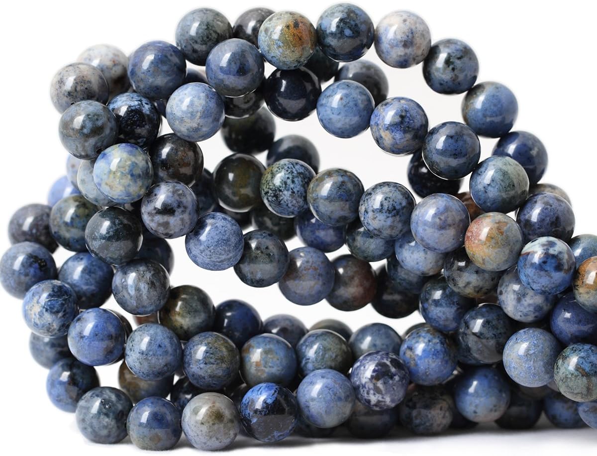 Qiwan 35PCS 10mm Natural Sunset dumortierite Gemstone Beads Gem Round Loose Beads for Jewelry Making 1 Strand 15"
