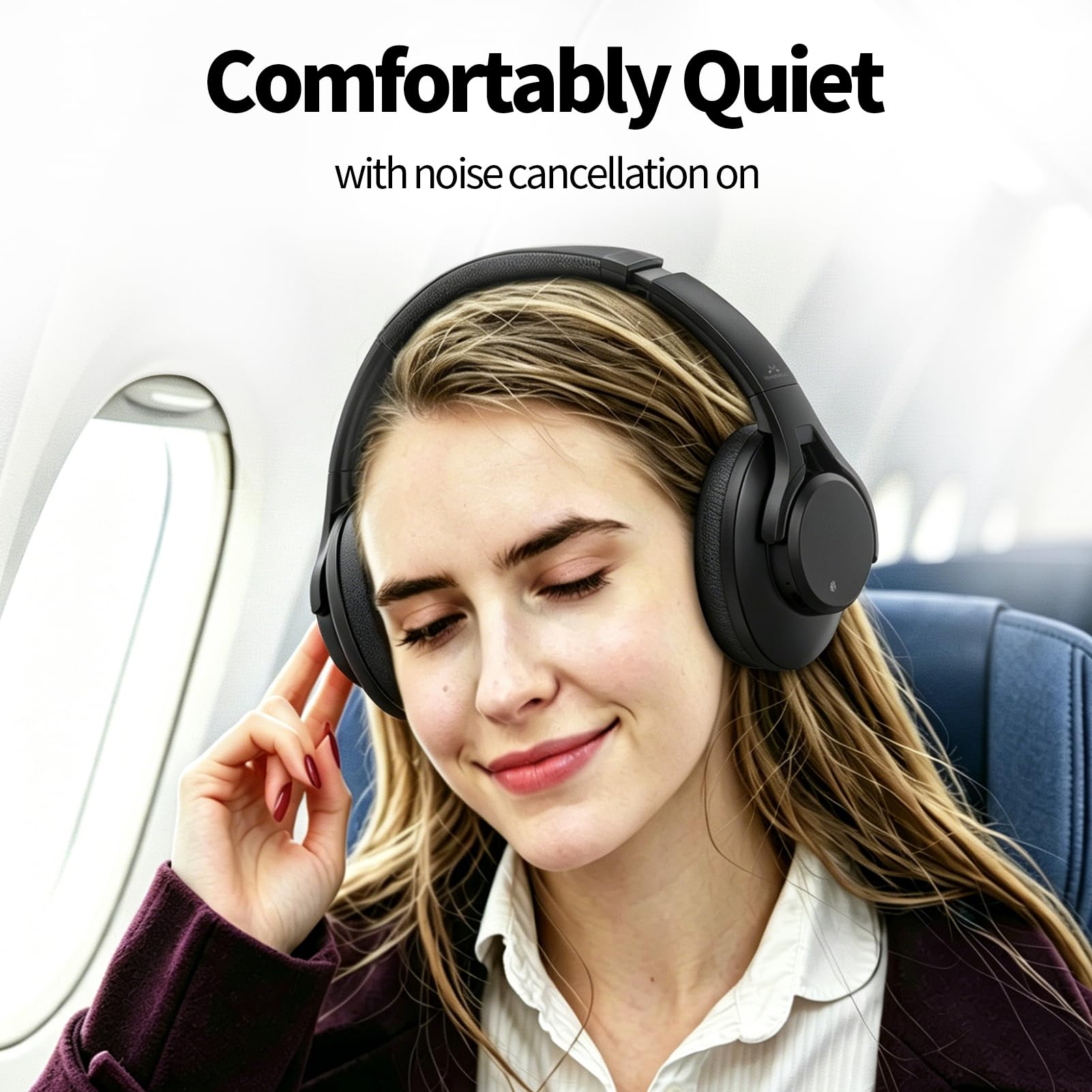SoundMAGIC P58BT ANC Over Ear Hybrid Active Noise Cancelling Bluetooth Kopfhörer mit CVC Rauschunterdrückung, immersives Audio, niedrige Latenz, Schwarz 2