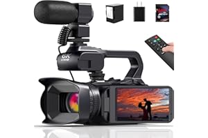 MERVNE 6K Video Camera Camcorder, 64MP 18X Digital Zoom IR Night Version Vlogging Camera for YouTube, HD WiFi Video Camera with 4500mAh Battery, SD Card, Stabilizer, Mic, Remote Control and Charger