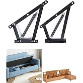 JinBoCheng 1 Pair Heavy Duty Bench Seat Hinges, Spring Lift Up Mechanism for Storage Sofa Bed, Ottoman, Toy Box Chest, Furniture Storage Hardware (Black)