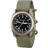 BERTUCCI&reg; 44 mm Titanium Field Watch - A-4TS AERO&trade; Solar - Black dial, Defender Drab Nylon Band - 13901