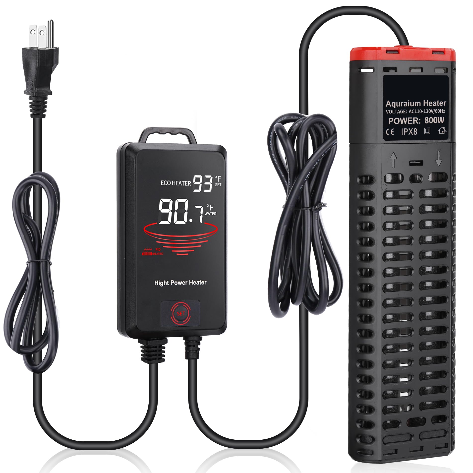 Photo 1 of Cyitimo Aquarium Heater 800W Submersible Fish Tank Heater with Double Quartz Tubes and LED Display Temperature Controller for 80-220 Gallon, Suitable for Saltwater and Freshwater