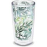Tervis Yao Cheng Green Crystal Made in USA Double Walled Insulated Tumbler Travel Cup Keeps Drinks Cold & Hot, 16oz, Lush Mimosa