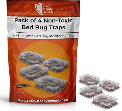 READY STEADY DEFEND Bed Bug Traps Pack of 4 Early Detection Non-Toxic