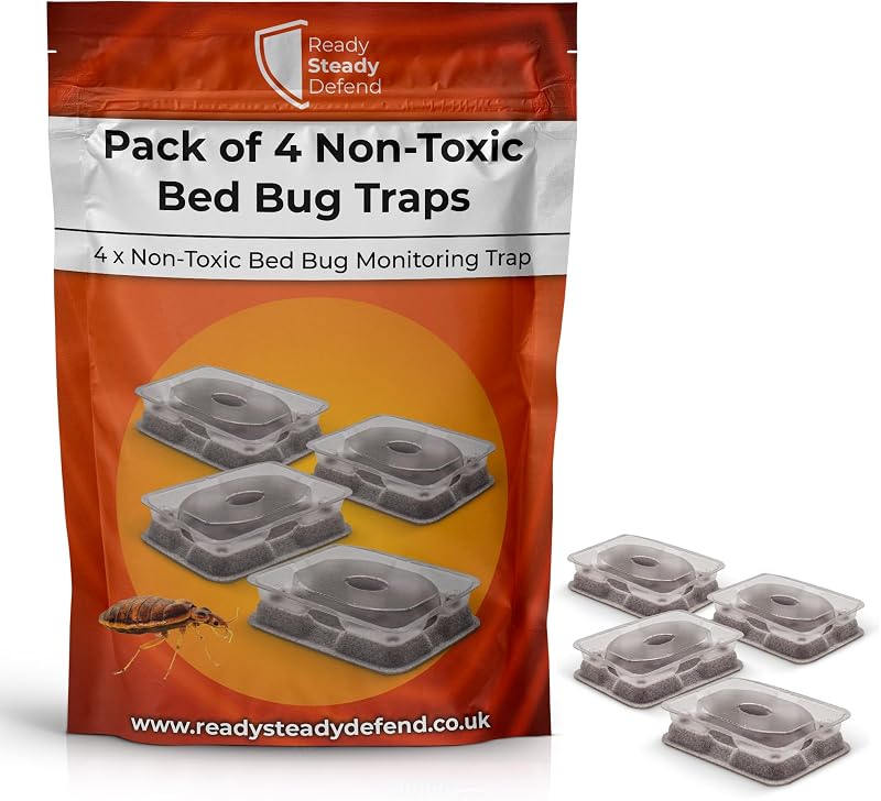 READY STEADY DEFEND Bed Bug Traps Pack of 4 Early Detection Non-Toxic