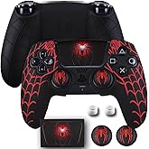 YoRHa Non-Slip Silicone Cover for PS5 Controller with Thumbstick Caps x 2 & Sticker x 1(Spider Web)