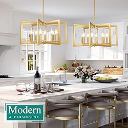 Bairth 8-Light Gold Chandelier, Farmhouse Dining