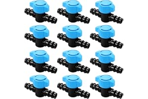 Copadri 12 Pack Drip Irrigation 1/2 Inch Barbed Shut Off Valve, Drip Line 1/2" In-Line Ball Valve Parts for 1/2 Inch 16mm Drip Irrigation Tubing (.570-.620" ID) for Drip Sprinkler Systems
