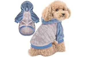 FabriCastle Dog Hoodie Sweater for Small Dogs Boy and Girl, Dog Clothes S XS XXS Puppy Sweatshirt, Pet Outfit, Cat Clothing Super Soft Warm Snap On Closure (Lightgrey-Blue, Small)