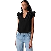 Gap Womens Flutter Sleeve Split Neck Top