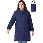 WINDMILL Women's Plus Size Packable Puffer Jacket, Hooded Lightweight Puffy Jacket (1X-6X)