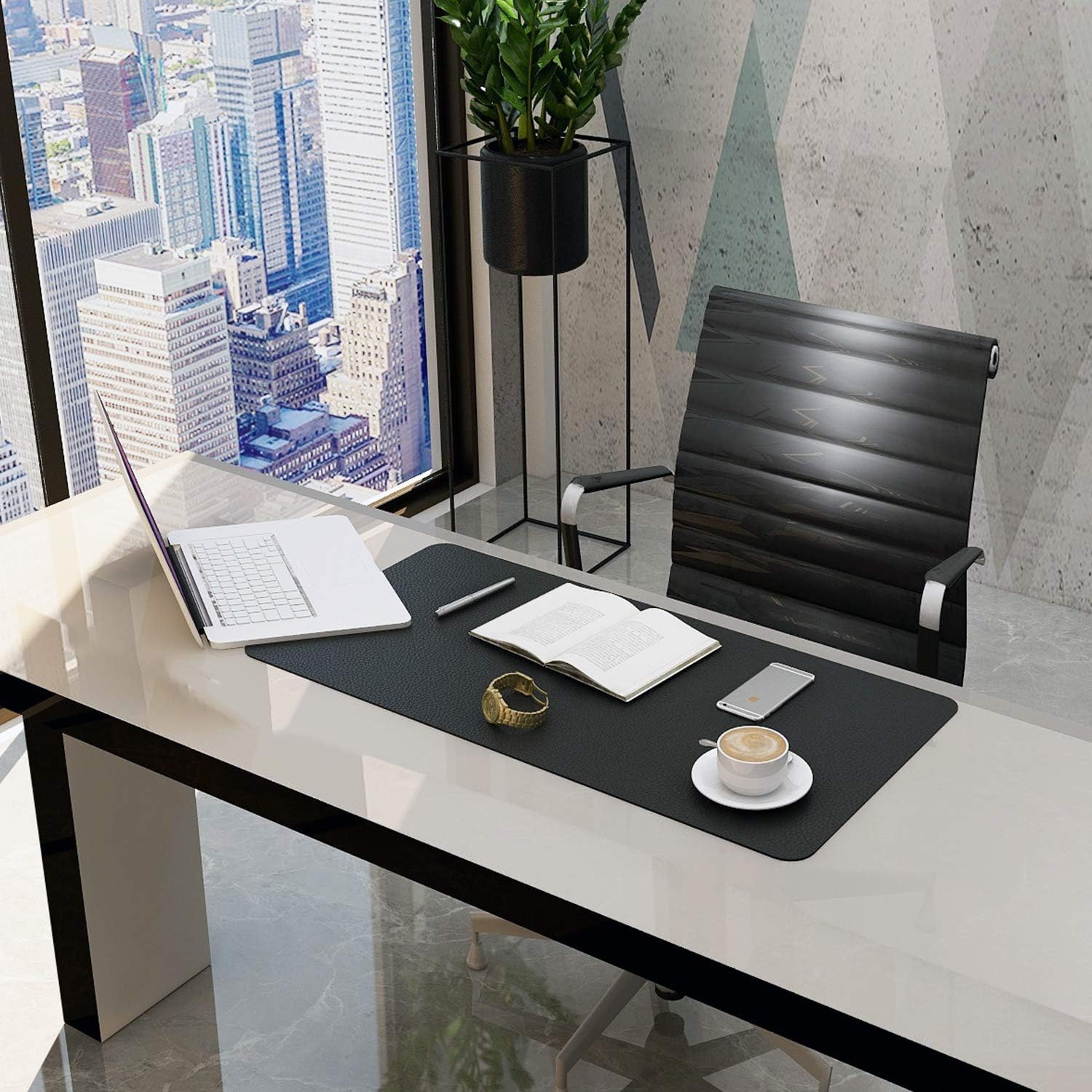 AMERIERGO Dual-Sided Desk Pad - 31.5 Inch x 15.7 Inch Desk Mat, PU Leather Waterproof Desk Cover Protector, Non-Slip Desk Writing Mat for Office & Home : Office Products