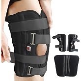 Azmec Straight Leg Brace Tri-Panel Orthopedic Knee Immobilizer 12" Long Adjustable Side Panels Knee Splint &ndash; Lightweight Universal Leg Brace for Teenager, Women and Men - Black