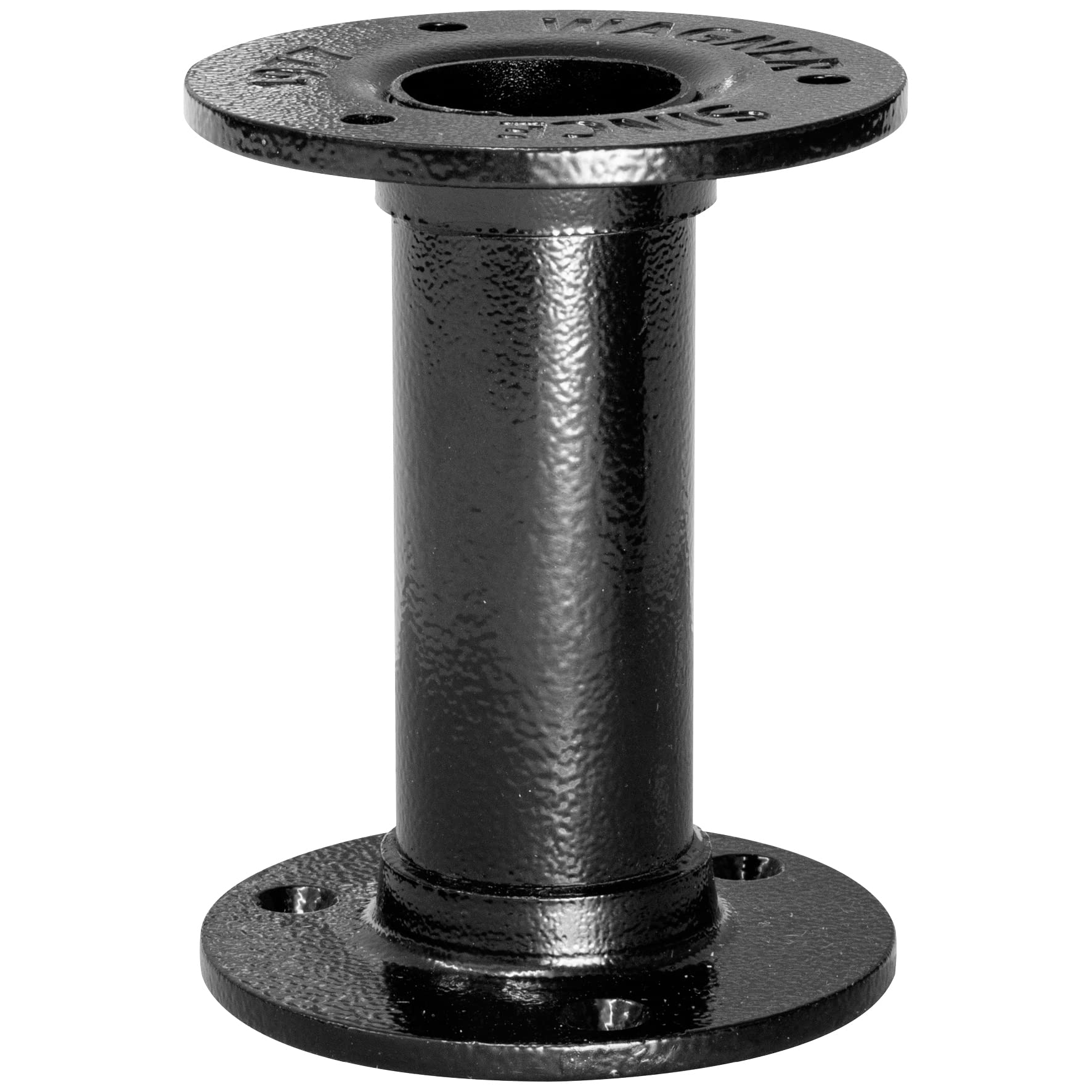 WAGNER Industrial Pipe Furniture Leg/Table Leg/Furniture Foot Diameter 30 x 100 mm Includes Two Mounting Plates Diameter 75 mm Powder-Coated Steel Black 12501001