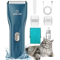 oneisall Pet Clipper for Cat Matted and Long Hair, Shaver Quiet Pet Clippers Waterproof Cordless Cat Clippers for Matted Hair