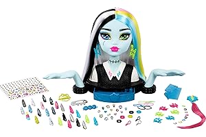 Monster High Frankie Stein Doll Head for Hair Styling with 65+ Accessories Including Wear & Share Nails, Hair Ties, Barrettes