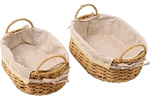 2pcs Hand Woven Storage Basket Innovative Rustic Decorative Large Capacity Woven Baskets for Toys Keys Art Crafts