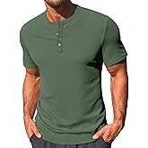 Runcati Men's Henley Shirts Short Sleeve Casual Ribbed Knitted Summer T-Shirt Slim Fit Workout Muscle Tops