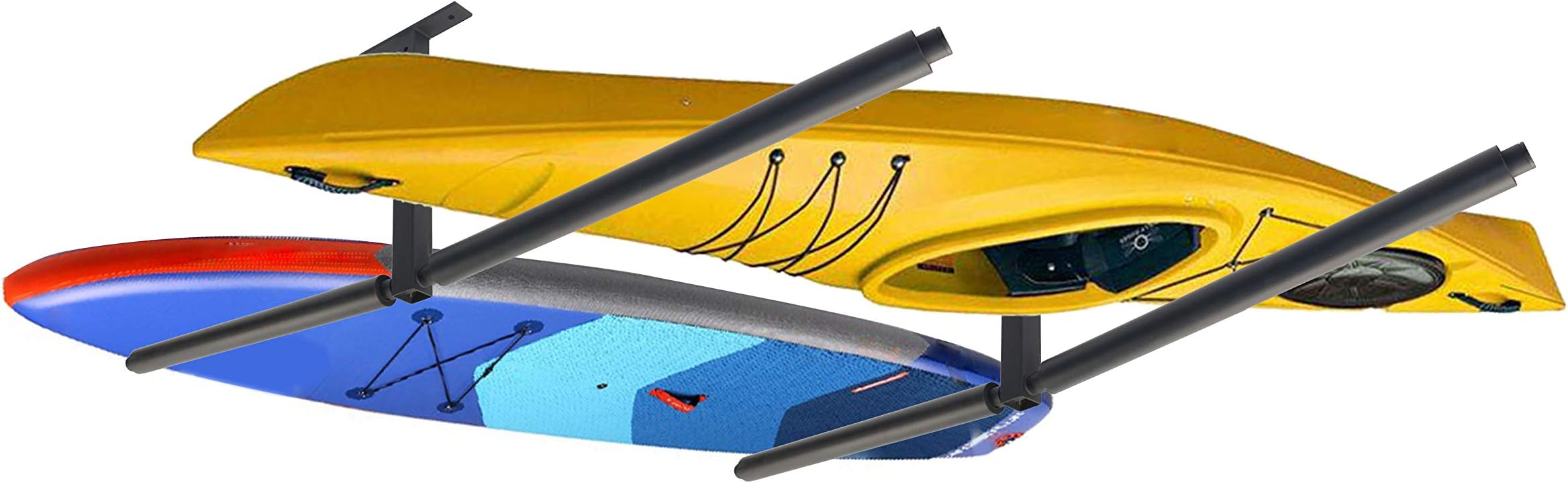 YUANSHI Double SUP & Surf Ceiling Storage Rack - Hi-Port 2 Overhead Hanger Mount - Heavy Duty Double Ceiling Paddleboard and Surfboard Storage Rack-Fit for Home,Garage & Shop