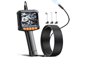 KINPTHY Endoscope Camera with Light, 1920P Inspection Camera, with 2.4-inch Color Display Borescope, Waterproof Industrial Borescope with 8 Adjustable LED Lights, 16.5ft Semi-Rigid Cable Sewer Camera