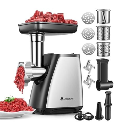 Huanyu 2600W Electric Meat Grinder – Multi-Function Processor With Sausage Stuffer, Cheese Grater, Juicer & Attachments