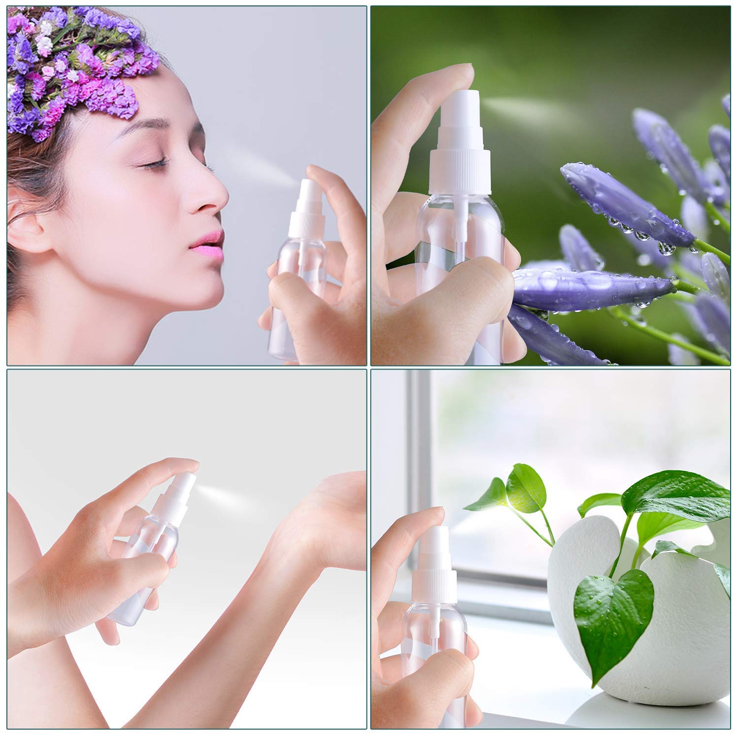 Spray Bottle Masqudo 3.4oz/100ml Clear Empty Fine Mist Plastic Mini Travel Bottle Set Spray Bottles for Essential Oils Perfumes Cleaning Products Aromatherapy (3Pack) : Beauty