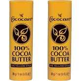 Cococare 100% Cocoa Butter Stick - All-Natural Cocoa Butter Emollient for Ultimate Skin Hydration &amp; Protection - The Yellow Stick - (2 Pack)