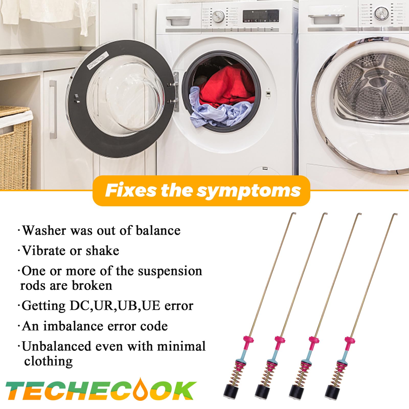 WA50R5200AW/US WA50R5400AV/US WA45N3050AW/A4 WA45T3200AW/A4 WA5451ANW/XAA DC97-05280W Washer Suspension Rods Fit for Samsung Suspension Rods wa45h7200aw/a2 wa456drhdsu/aa wa45h7000aw/02 by Techecook