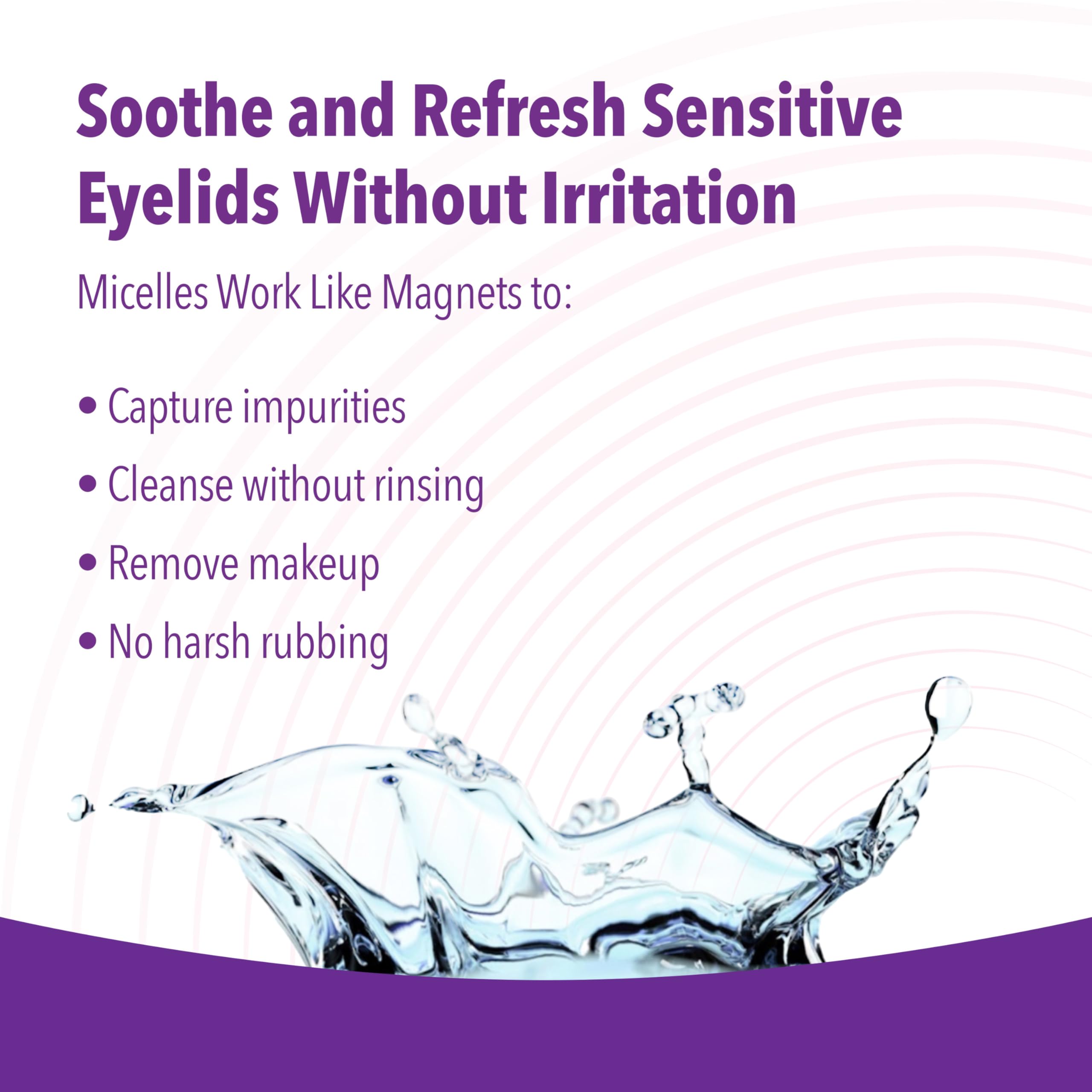 iVIZIA Eyelid Cleansing Wipes for Sensitive Eyelid Cleansing, Preservative-Free, Micellar, No Rinse, Gentle Eye Makeup Remover, 20 Sterile Single-Use Wipes for Eyelids Packaging May Vary