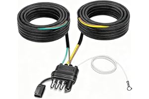 FZSFVAQ 25Ft Trailer Wiring Harness kit 4 pin, Boat Trailer Wiring kit,4 Pin 5 Wire Trailer Wiring Harness,for Connection of Tail Lights, Brake Lights and Turn Signals