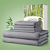 Shilucheng 100% Viscose Derived from Bamboo_ Sheets Queen Size 6pcs, Ultra Soft & Luxuriously Cooling Bed Sheets, Deep Pocket