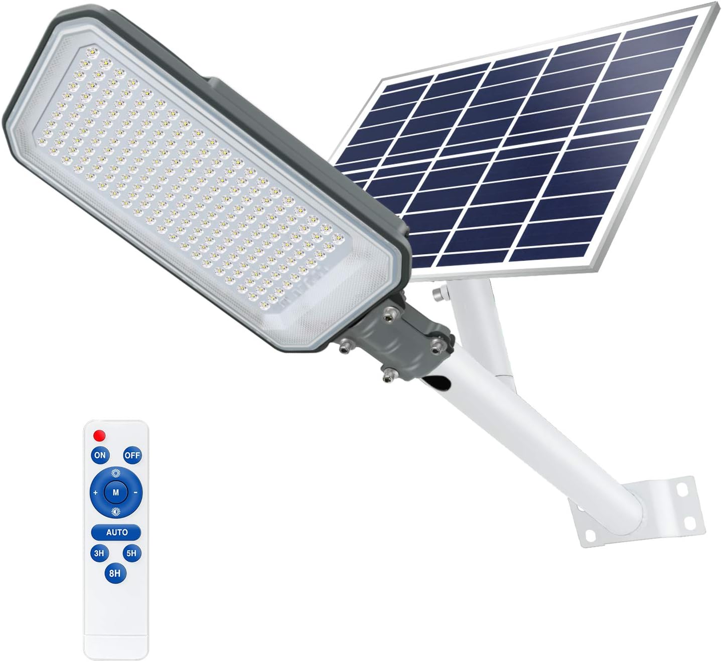 Stasun Solar Street Light 200w Dusk To Dawn Outdoor Solar Light With Remote Control 6000k Daylight White Ip65 Waterproof Led Security Pole Light For Yard Pathway Garden Amazon Co Uk Lighting