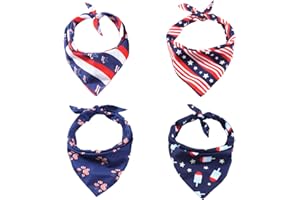 JYHFY American Flag Dog Bandanas 4th of July Bandannas Independence Day Reversible Bandana Triangle Bibs Scarf Accessories for Small Medium Large Dogs Cats Pets (4 Pack)