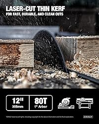 CRALY 12 Inch 80 Teeth Fine Finish Wood Cutting