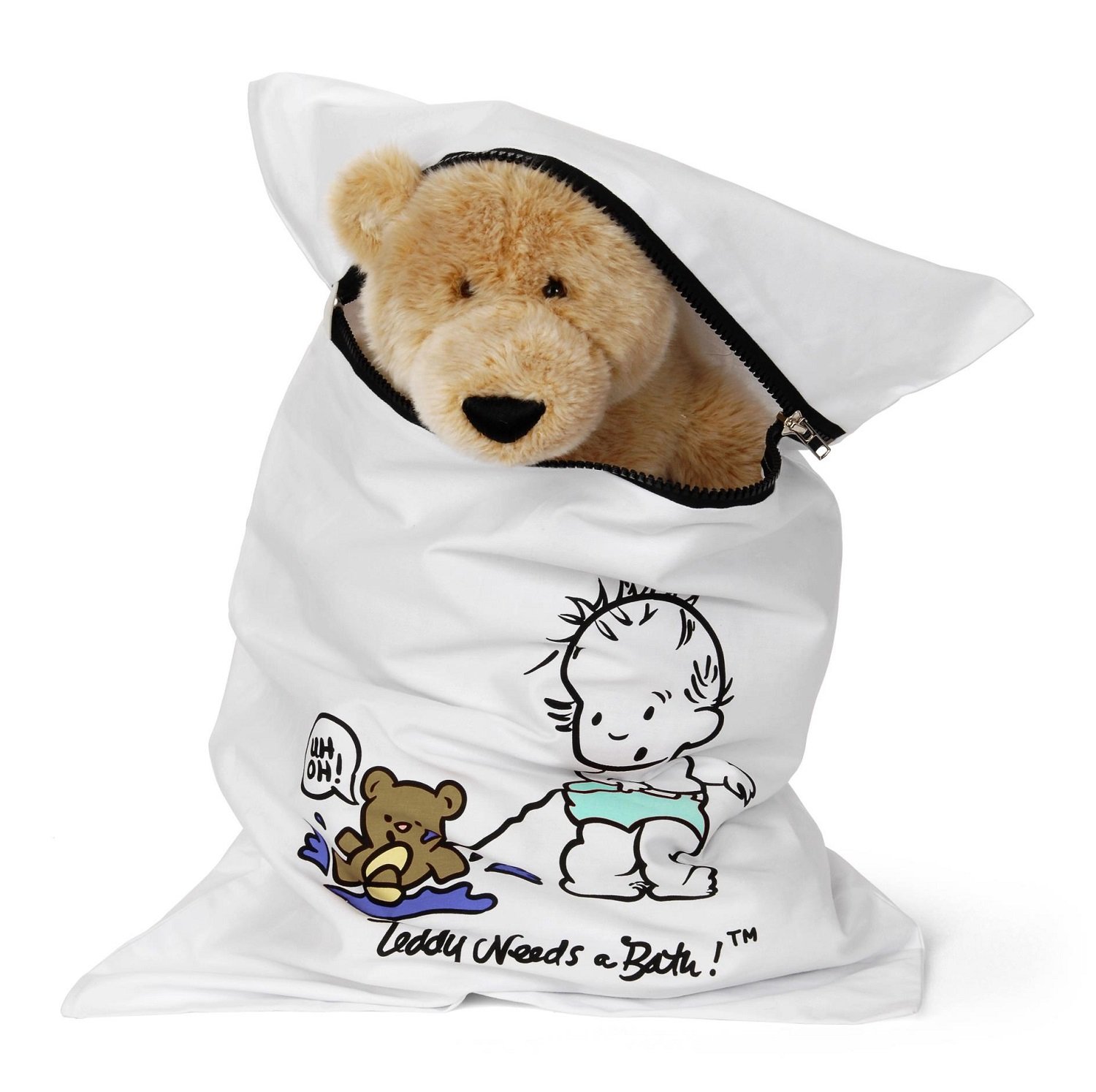 Teddy Needs a Bath | Washer and Dryer Laundry Bag To Clean Stuffed Animals and Toys