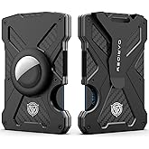 Oaridey AirTag Wallet (No AirTag) with Money Clip, Slim Wallet with AirTag Holder, Minimalist Wallet for Men, Carbon Fiber Wallet, RFID Blocking, Holds 15 Cards, Ultra-Thin Tactical Wallet- Black