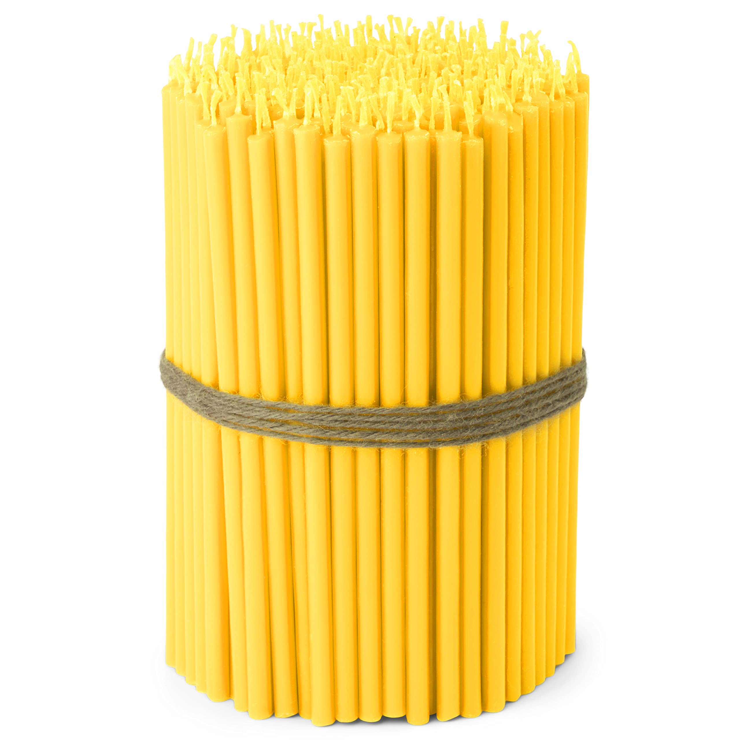 NKlaus - 250x Stick Candles Yellow drip-sootfree Thin L 16cm sacrificial Candles Paraffin Wax 36258