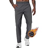 TACVASEN Men's Warm Sweatpants Winter Fleece Lined Water Resistant Pants Straight Leg with Zipper Pockets for Running